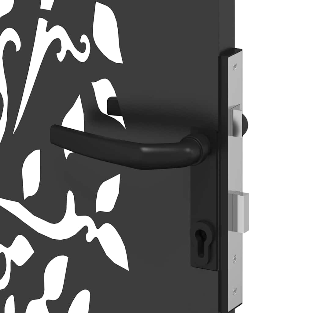 Πύλη Κήπου Μαύρο 85 x 200 cm Ατσάλι με Επικάλυψη Πούδρας