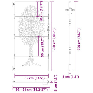 Πύλη Κήπου 85 x 200 cm Ατσάλι με Επικάλυψη Πούδρας Κλειδώσιμο