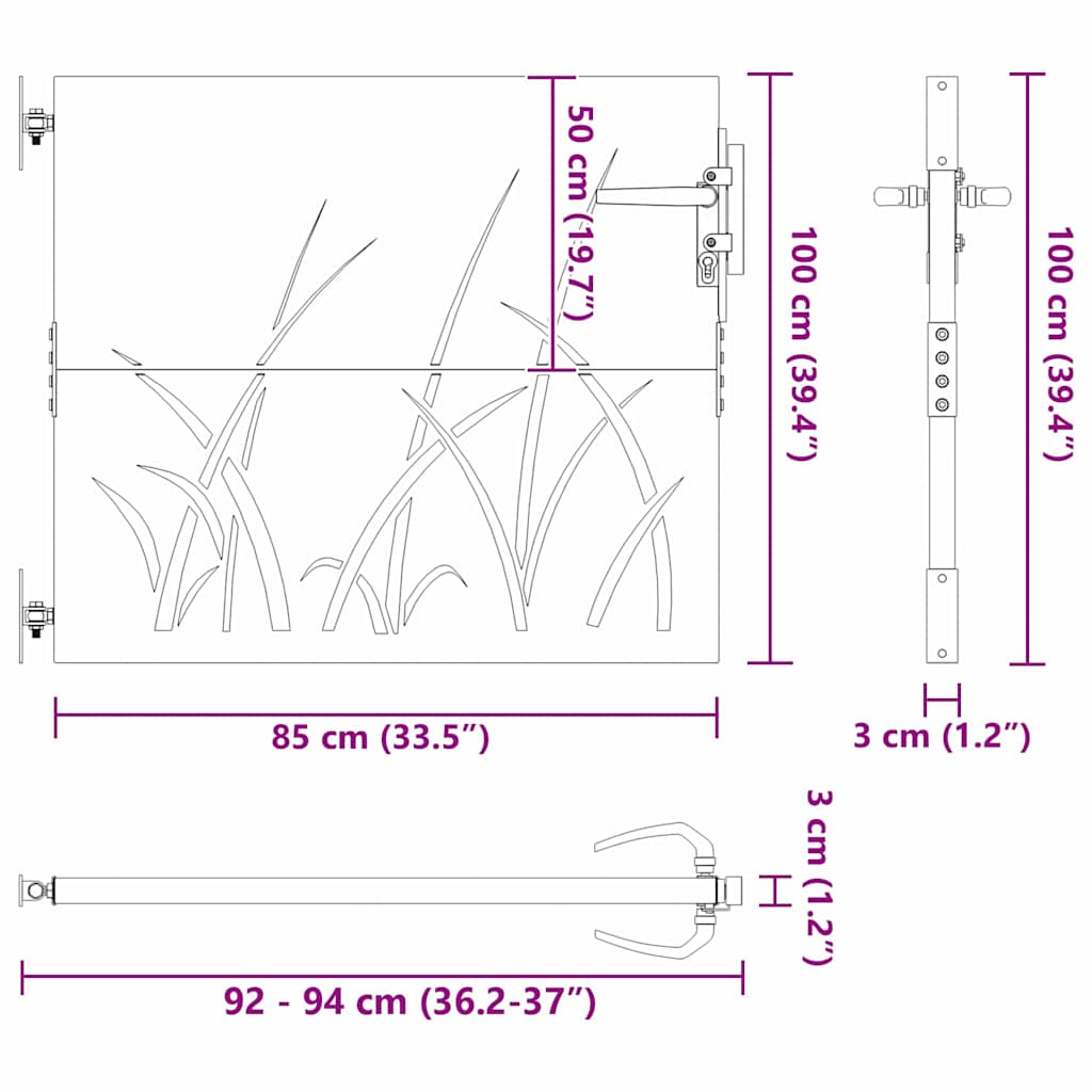 Πύλη Κήπου Μαύρο 85 x 100 cm Ατσάλι με Επικάλυψη Πούδρας - Pakobazaar