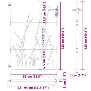 Πύλη Κήπου Μαύρο 85 x 125 cm Ατσάλι με Επικάλυψη Πούδρας - Pakobazaar