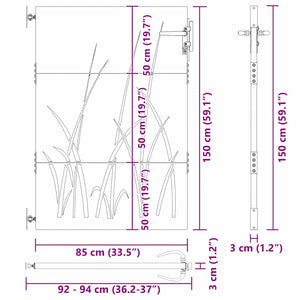 Πύλη Κήπου Μαύρο 85 x 150 cm Ατσάλι με Επικάλυψη Πούδρας - Pakobazaar