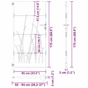 Πύλη Κήπου Μαύρο 85 x 175 cm Ατσάλι με Επικάλυψη Πούδρας - Pakobazaar