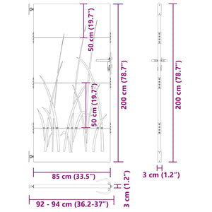 Πύλη Κήπου Μαύρο 85 x 200 cm Ατσάλι με Επικάλυψη Πούδρας - Pakobazaar