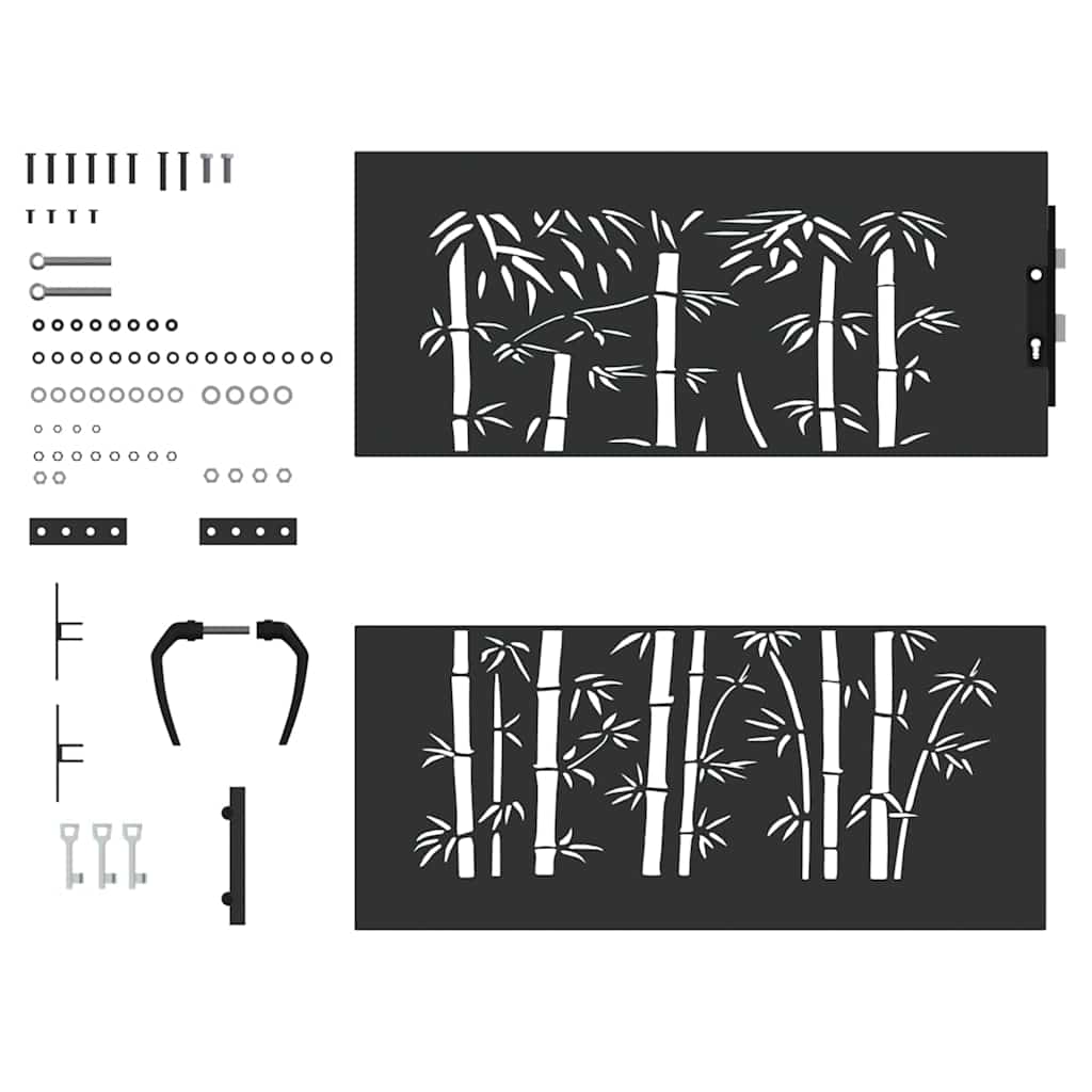 Πύλη Κήπου Μαύρο 85 x 175 cm Ατσάλι με Επικάλυψη Πούδρας - Pakobazaar