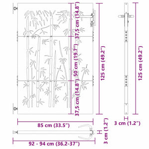 Πύλη Κήπου 85 x 125 cm Ατσάλι με Επικάλυψη Πούδρας Κλειδώσιμο