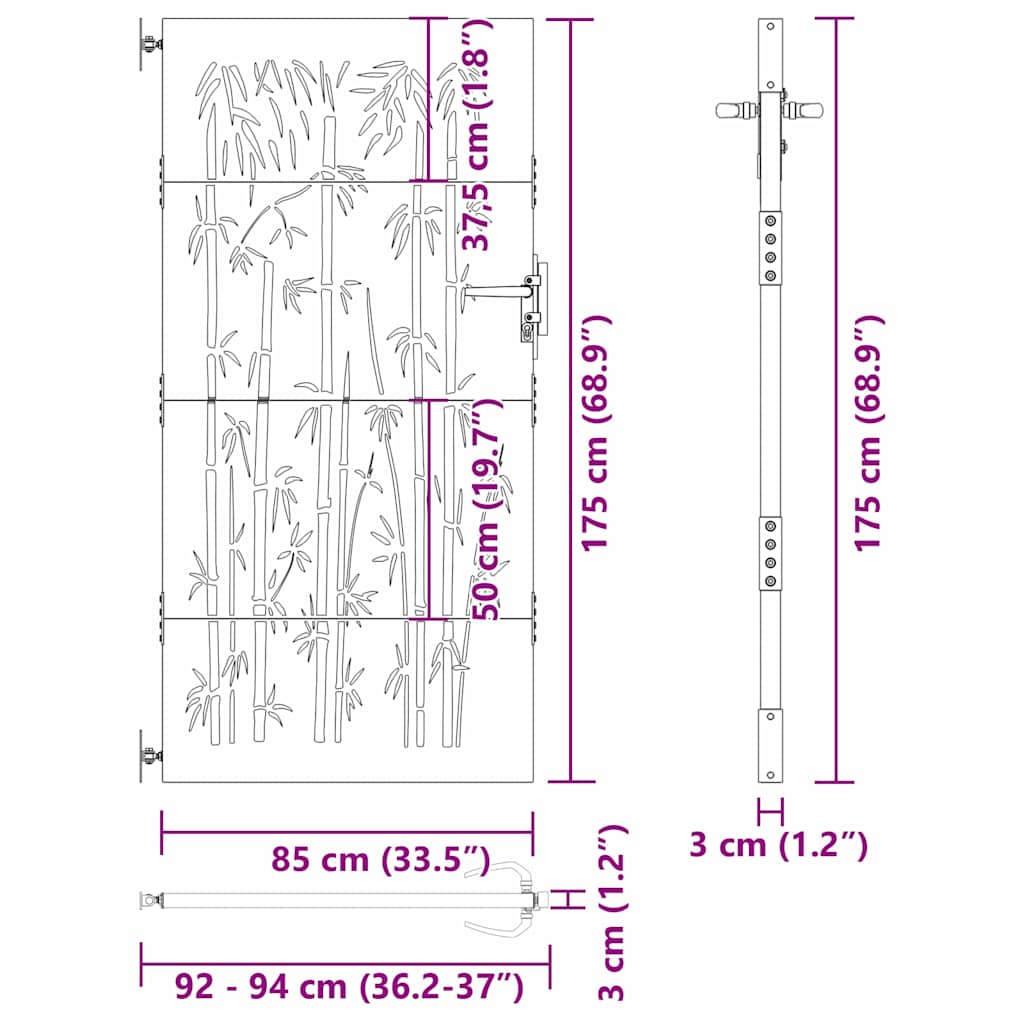 Πύλη Κήπου Μαύρο 85 x 100 cm Ατσάλι με Επικάλυψη Πούδρας - Pakobazaar