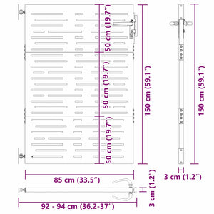 Πύλη Κήπου Μαύρο 85 x 150 cm Ατσάλι με Επικάλυψη Πούδρας - Pakobazaar