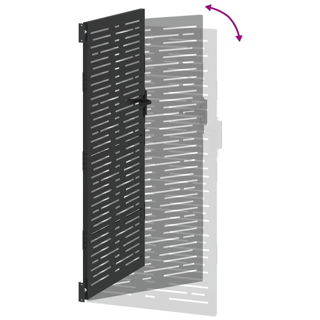 Πύλη Κήπου Μαύρο 85 x 200 cm Ατσάλι με Επικάλυψη Πούδρας