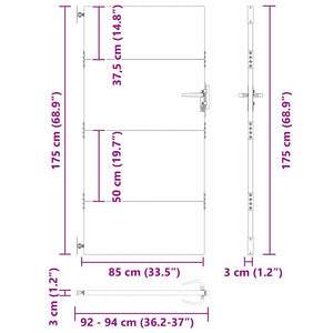 Πύλη Κήπου Μαύρο 85 x 175 cm Ατσάλι με Επικάλυψη Πούδρας - Pakobazaar