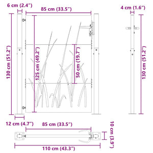 Πύλη Κήπου Μαύρο 100 x 125 cm Ατσάλι με Επικάλυψη Πούδρας - Pakobazaar