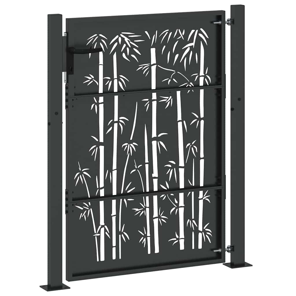 Πύλη Κήπου Μαύρο 110 x 130 cm Χάλυβας με επίστρωση πούδρας - Pakobazaar