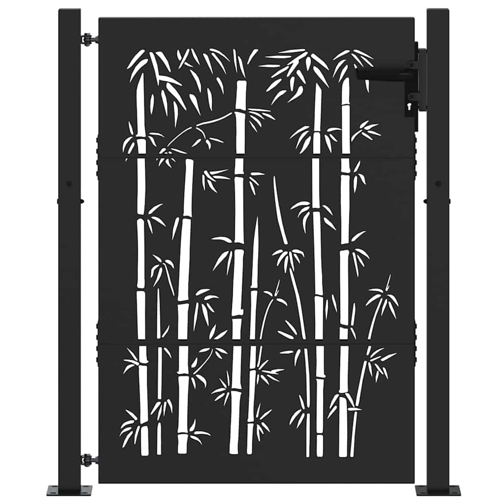 Πύλη Κήπου Μαύρο 110 x 130 cm Χάλυβας με επίστρωση πούδρας - Pakobazaar