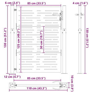 Πύλη Κήπου Μαύρο 110 x 130 cm Χάλυβας με επίστρωση πούδρας - Pakobazaar