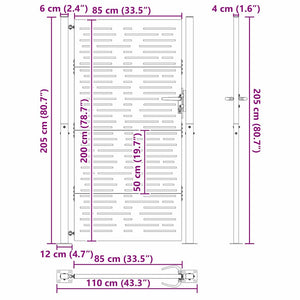 Πύλη Κήπου Μαύρο 110 x 205 εκ. Χάλυβας με επίστρωση πούδρας - Pakobazaar