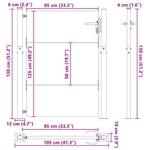 Πύλη Κήπου Μαύρο 105 x 130 cm Χάλυβας με επίστρωση πούδρας - Pakobazaar