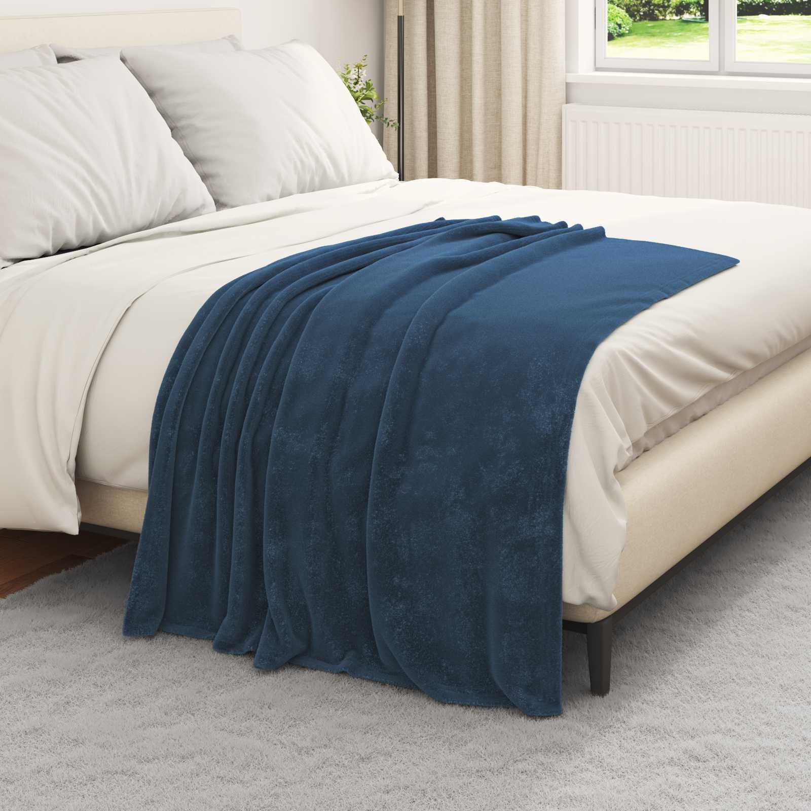 Κουβέρτα Σκούρο μπλε 130 x 150 cm Μαλλί
