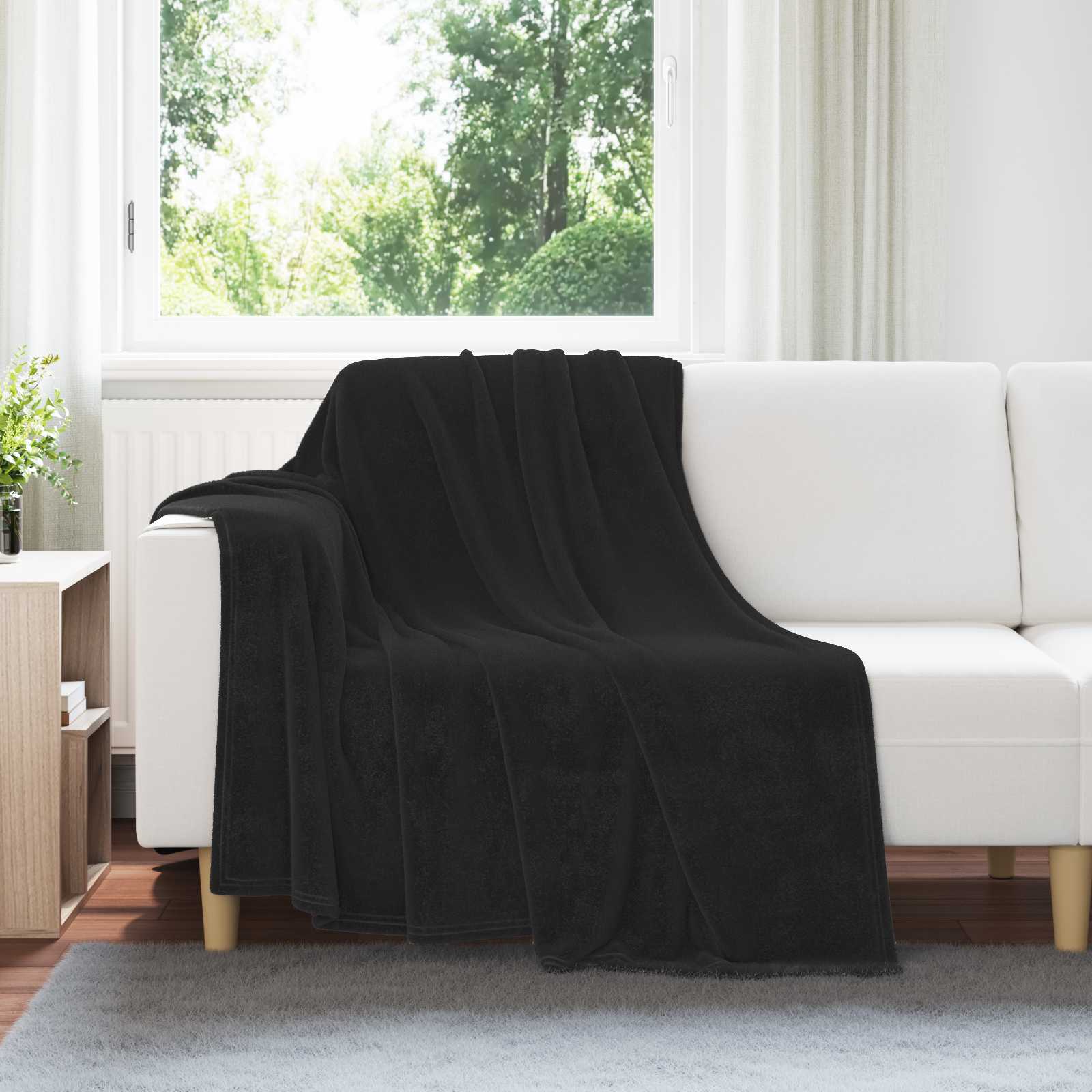 Κουβέρτα Μαύρο 150 x 200 cm Μαλλί