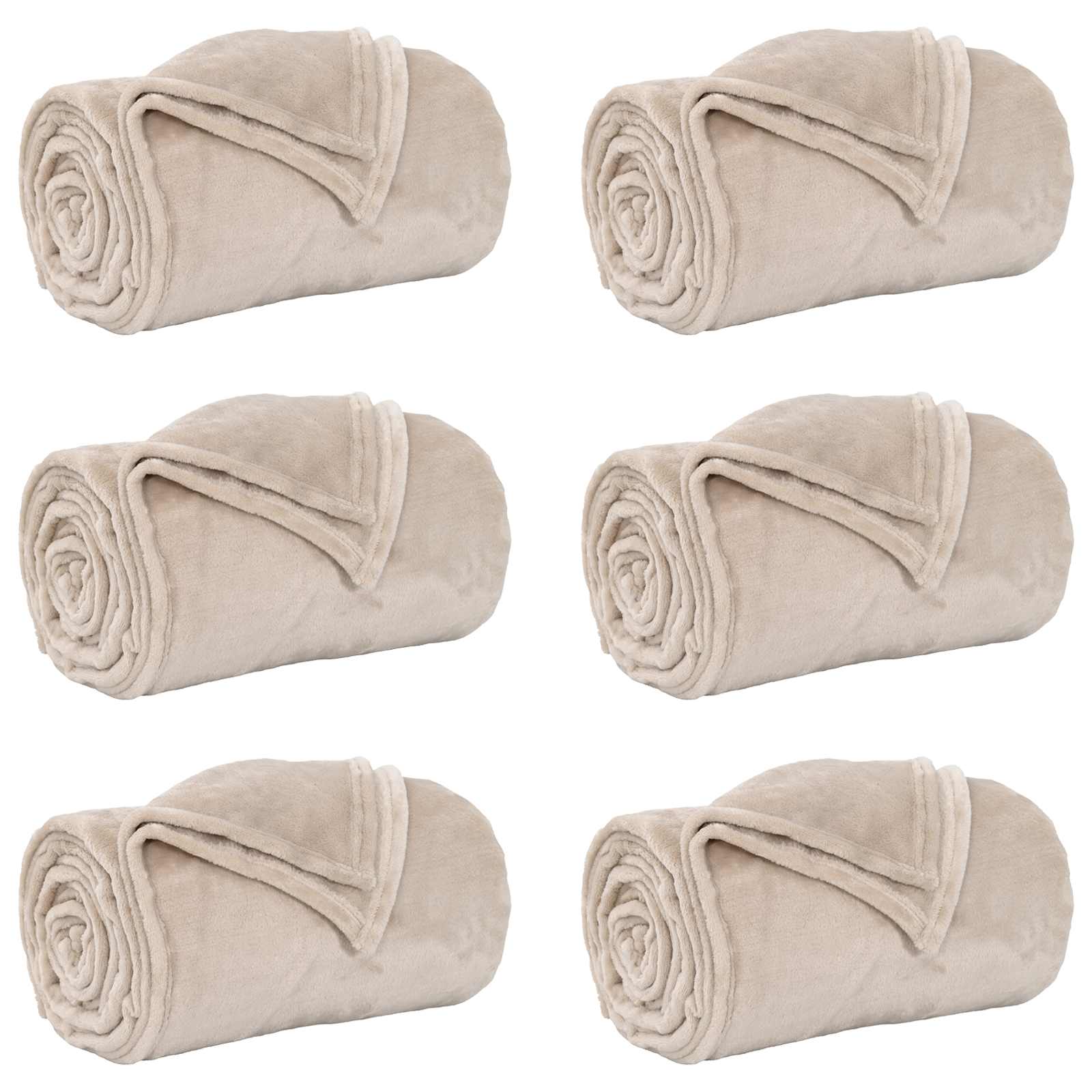 Ριχτάρια 6 pcs Μπεζ 220 x 240 cm Μαλλί