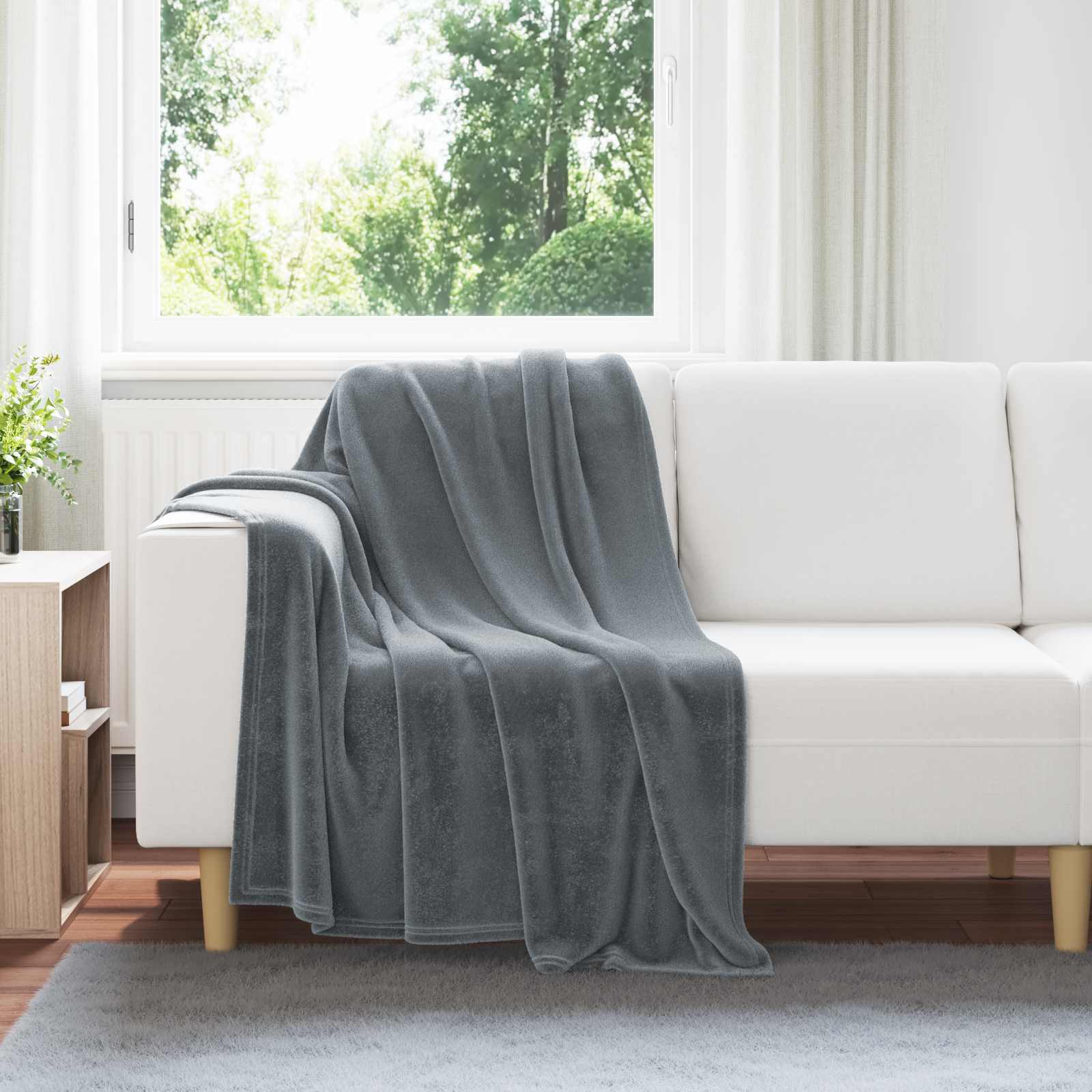 Ριχτάρια 6 pcs Σκούρο Γκρι 130 x 150 cm Μαλλί