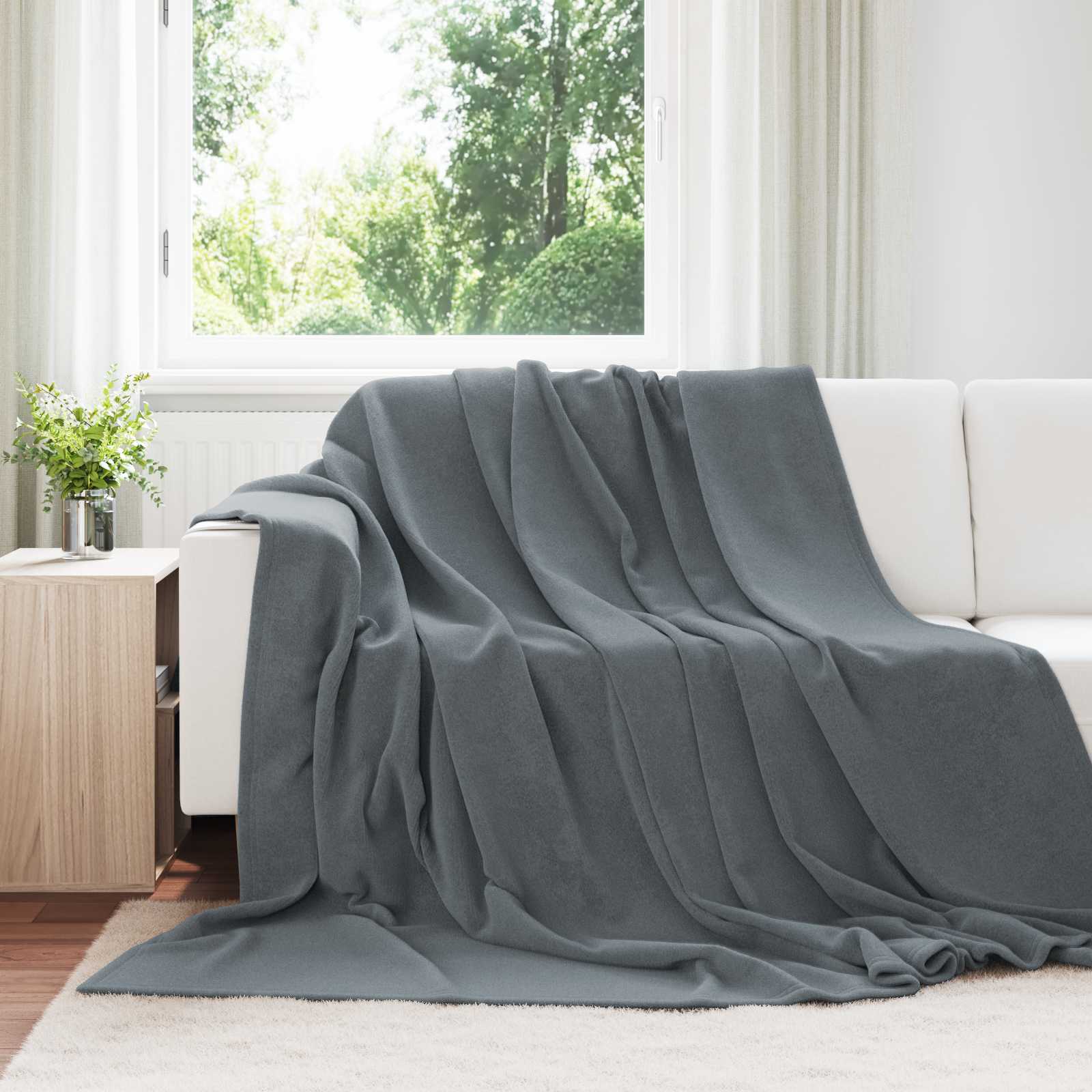 Ριχτάρια 6 pcs Σκούρο Γκρι 220 x 240 cm Μαλλί