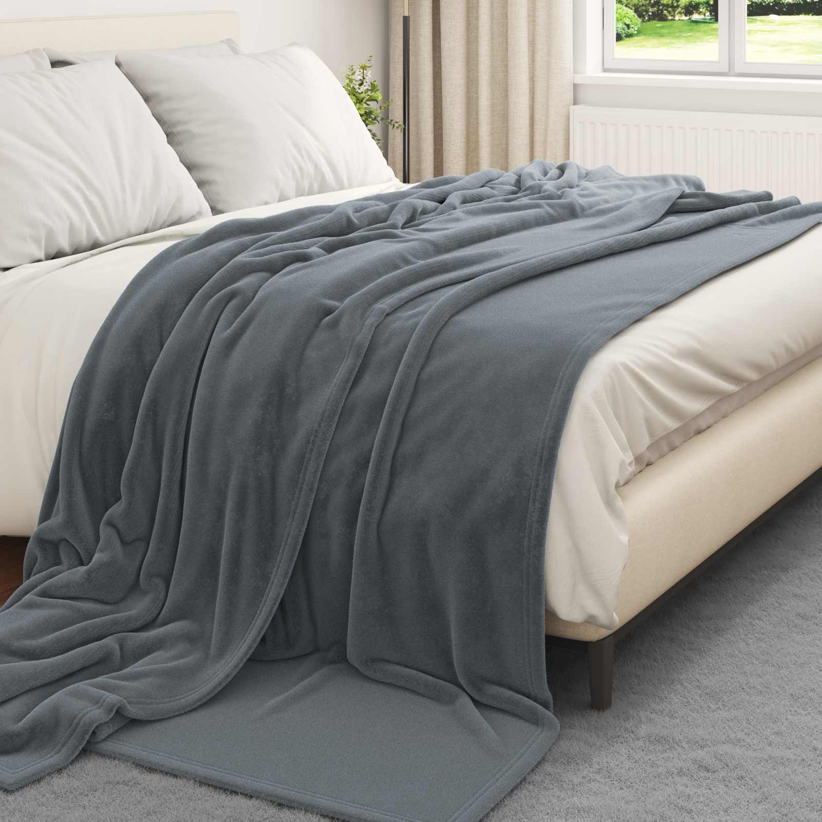 Ριχτάρια 6 pcs Σκούρο Γκρι 220 x 240 cm Μαλλί