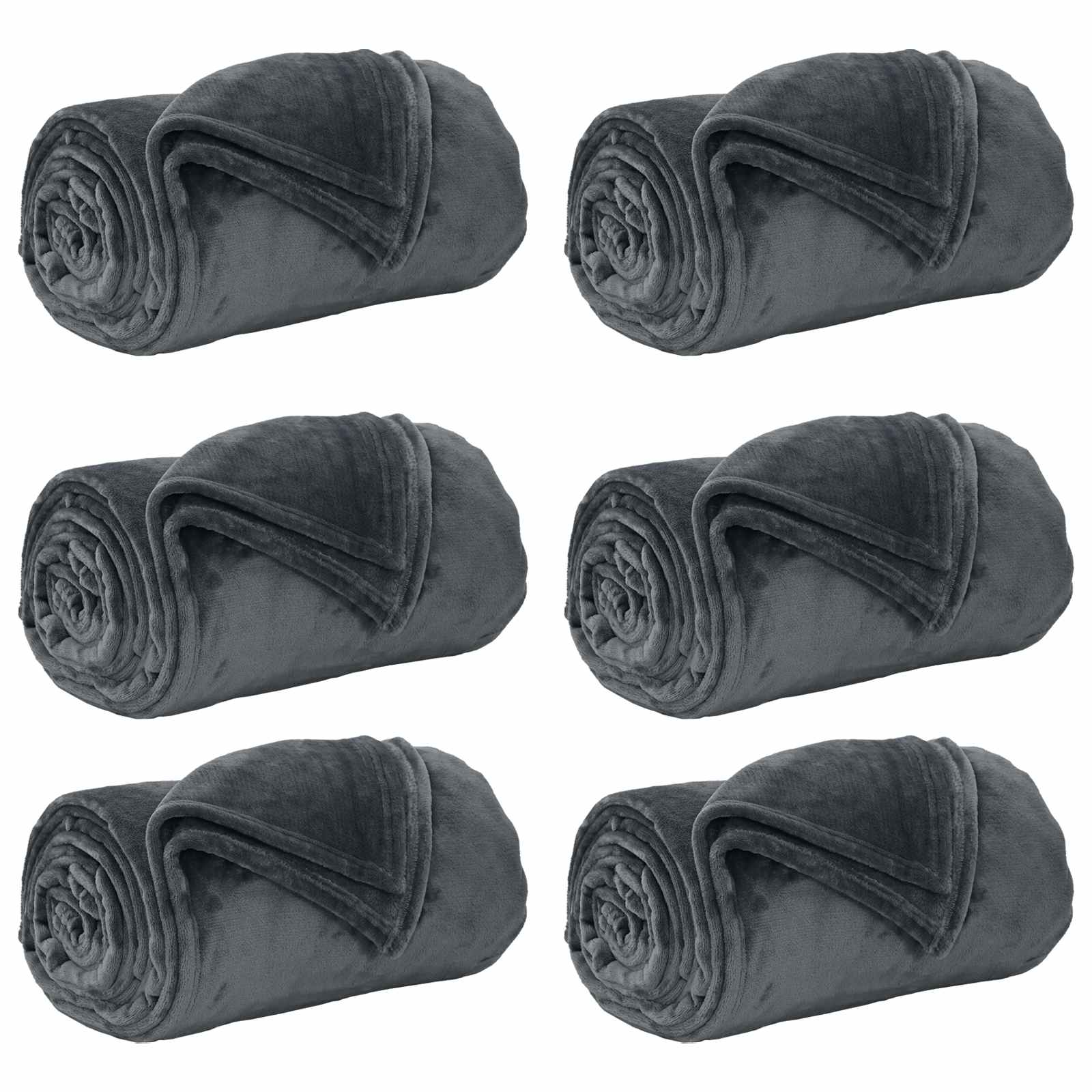 Ριχτάρια 6 pcs Σκούρο Γκρι 220 x 240 cm Μαλλί