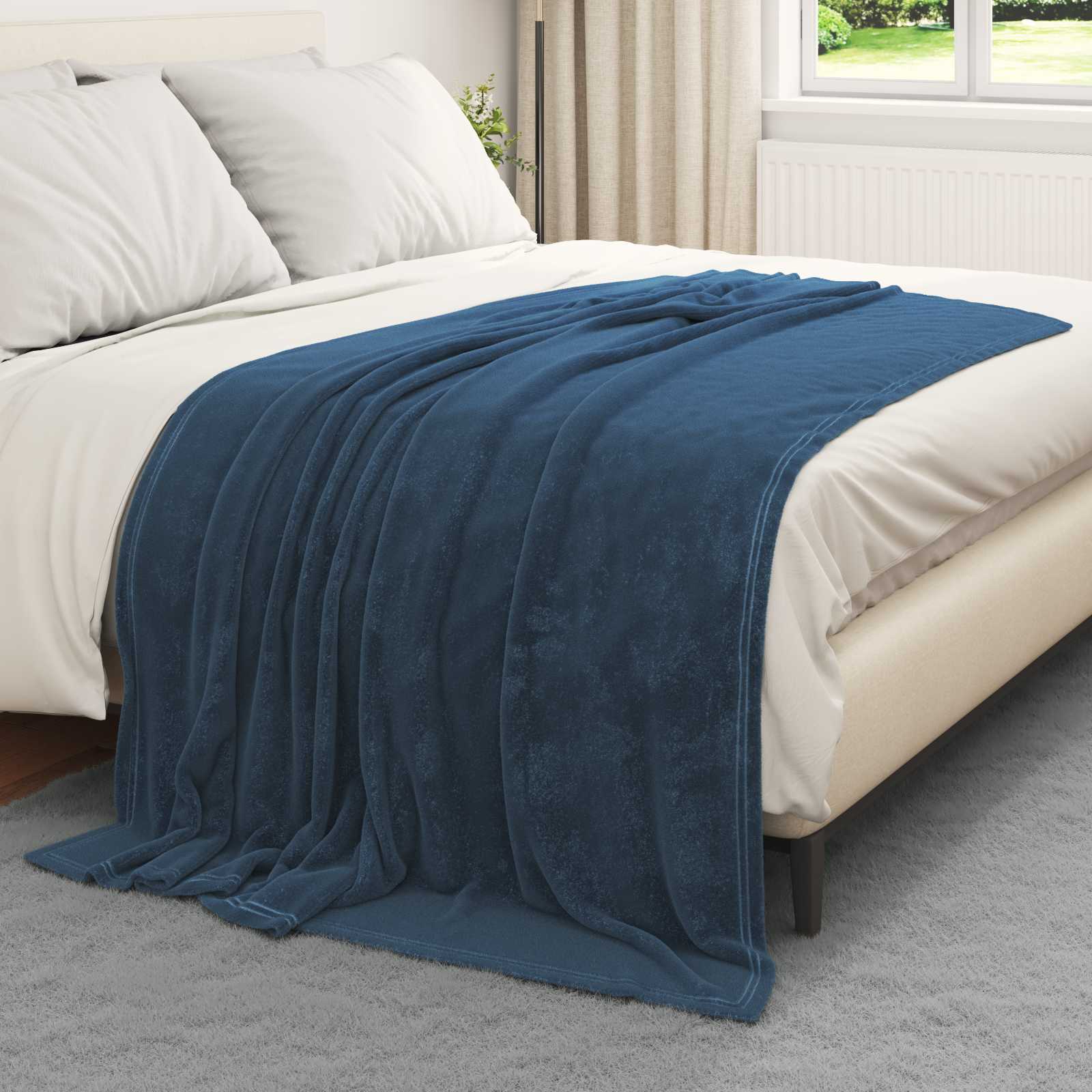 Ριχτάρια 6 pcs Σκούρο μπλε 150 x 200 cm Μαλλί