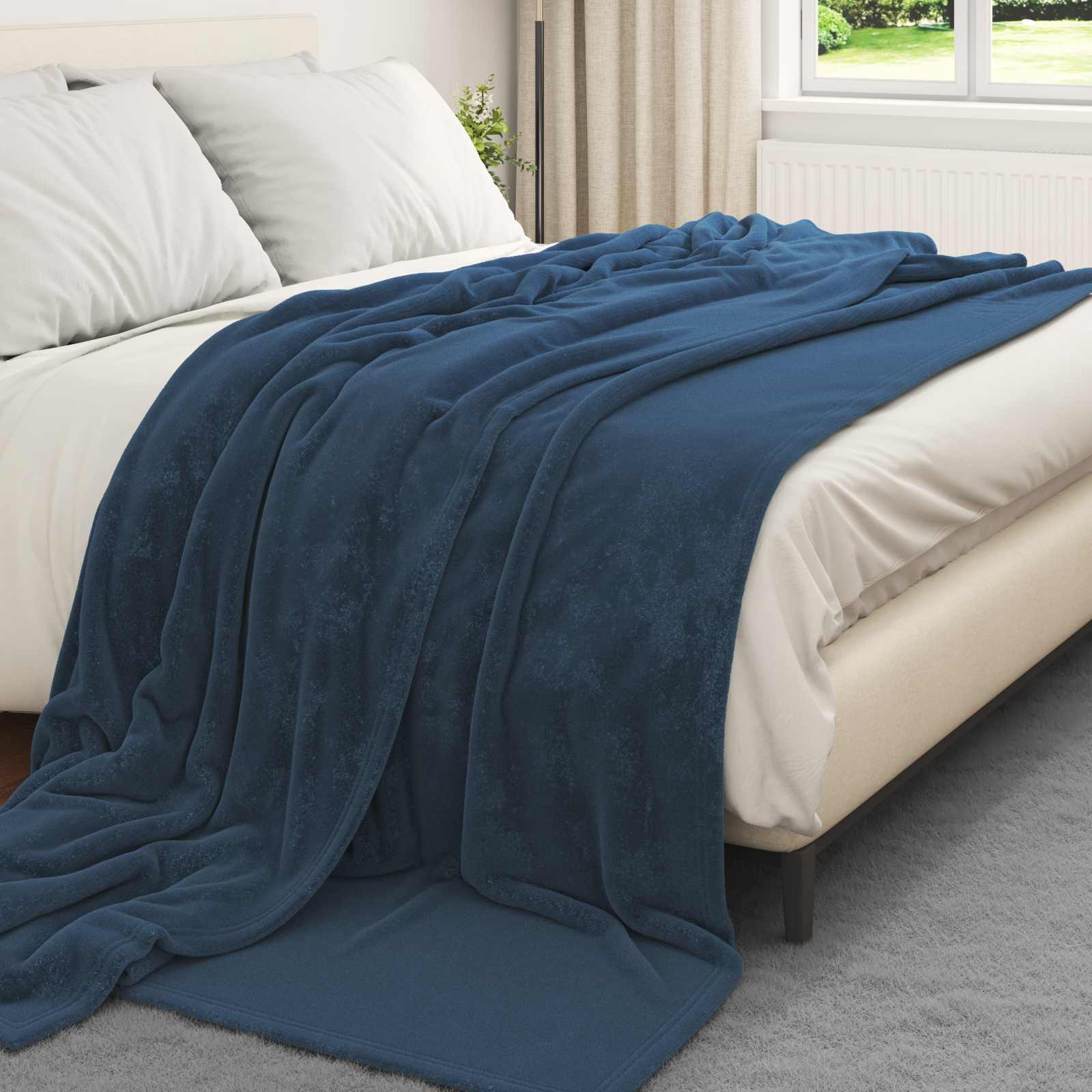 Ριχτάρια 6 pcs Σκούρο μπλε 220 x 240 cm Μαλλί