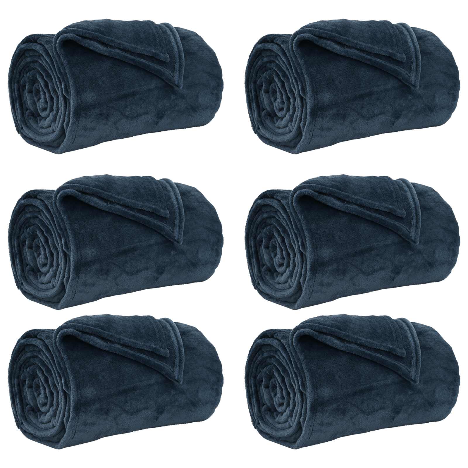 Ριχτάρια 6 pcs Σκούρο μπλε 220 x 240 cm Μαλλί