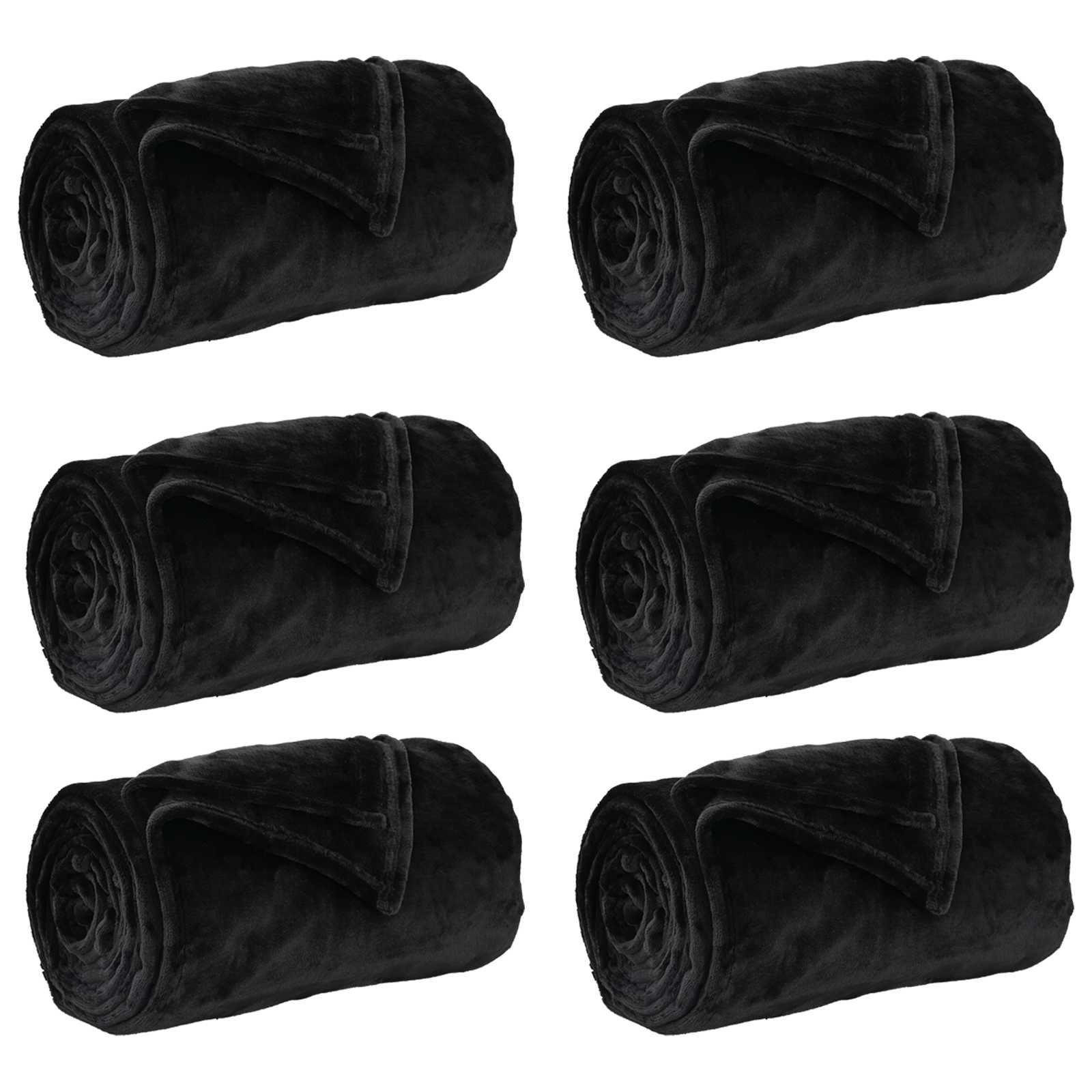 Ριχτάρια 6 pcs Μαύρο 220 x 240 cm Μαλλί