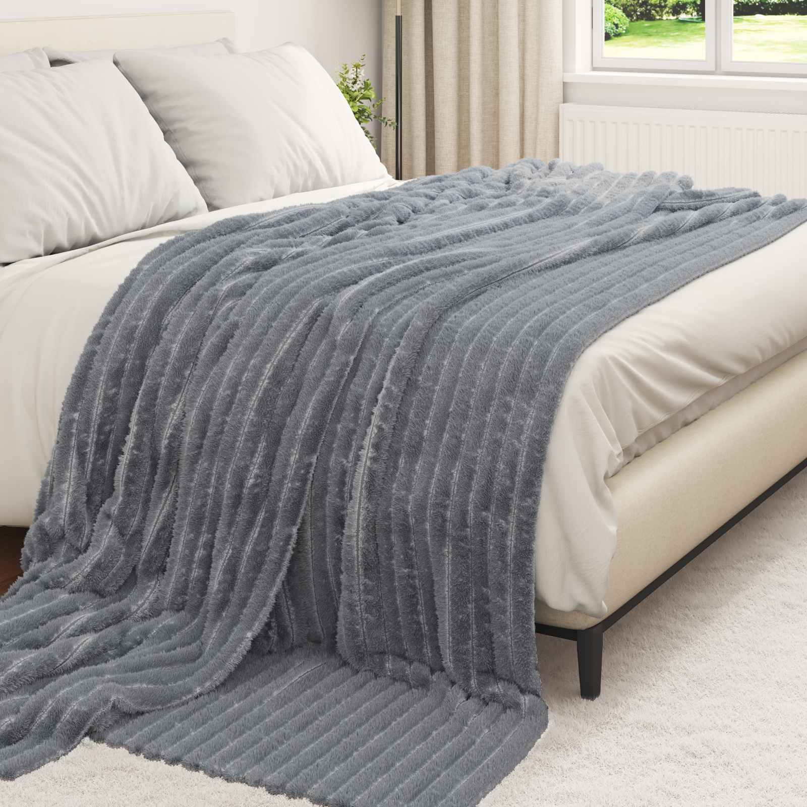Κουβέρτα Σκούρο Γκρι 240 x 220 cm Μαλλί