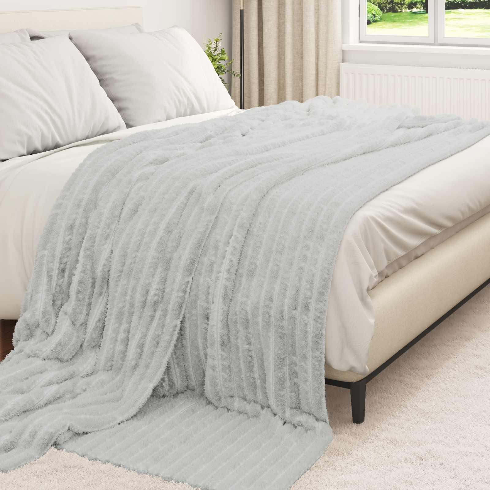 Κουβέρτα Γκρι 240 x 220 cm Μαλλί - Pakobazaar