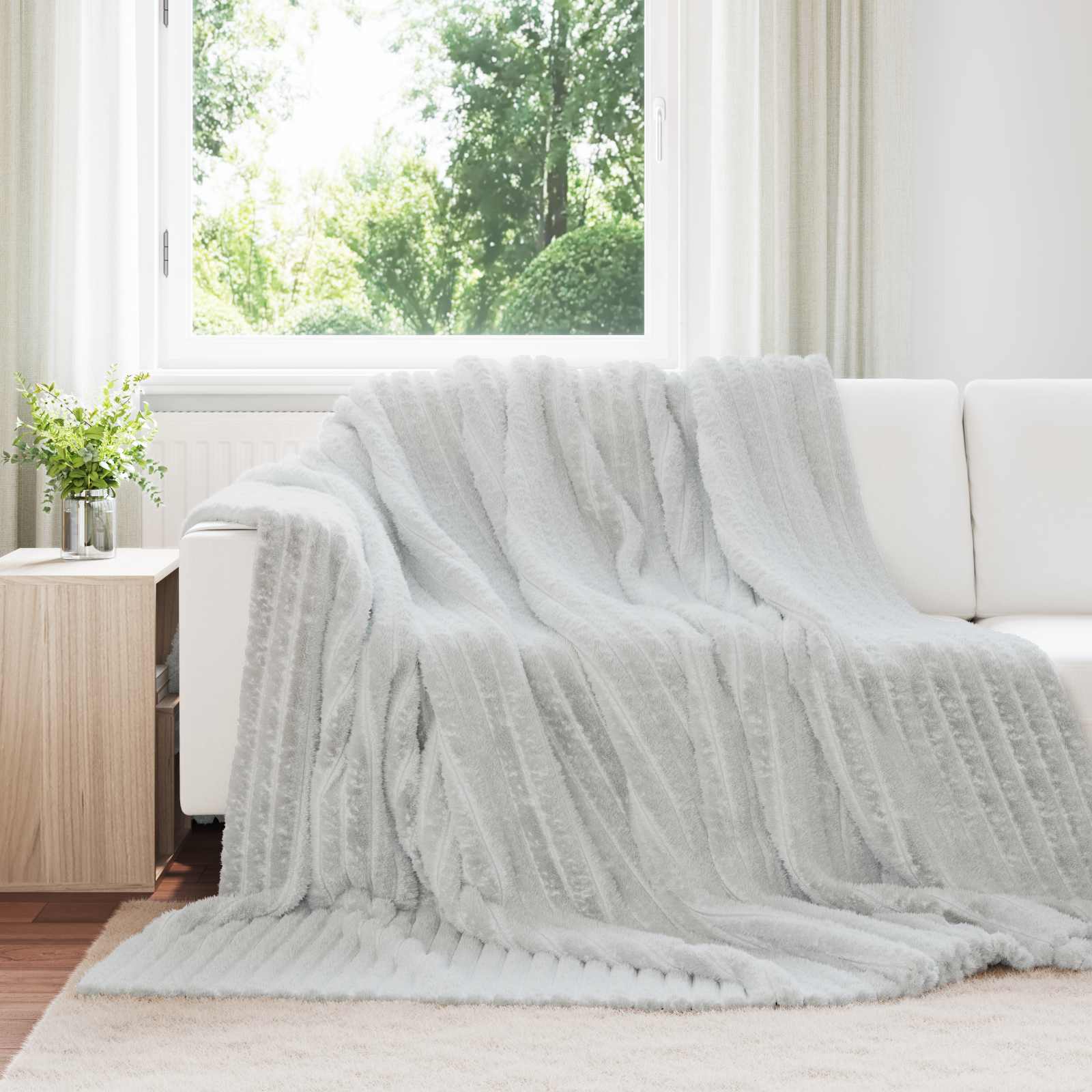 Κουβέρτα Γκρι 270 x 240 cm Μαλλί - Pakobazaar