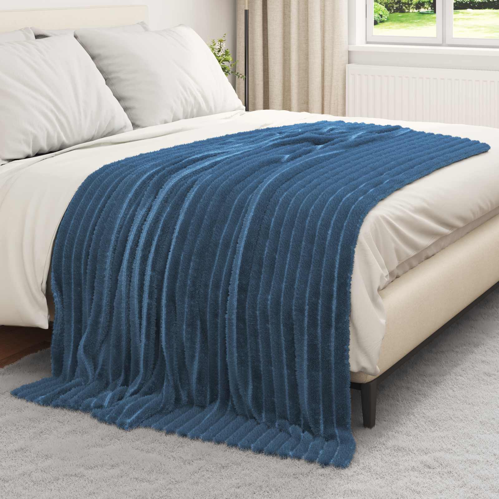 Κουβέρτα Σκούρο μπλε 200 x 150 cm Μαλλί