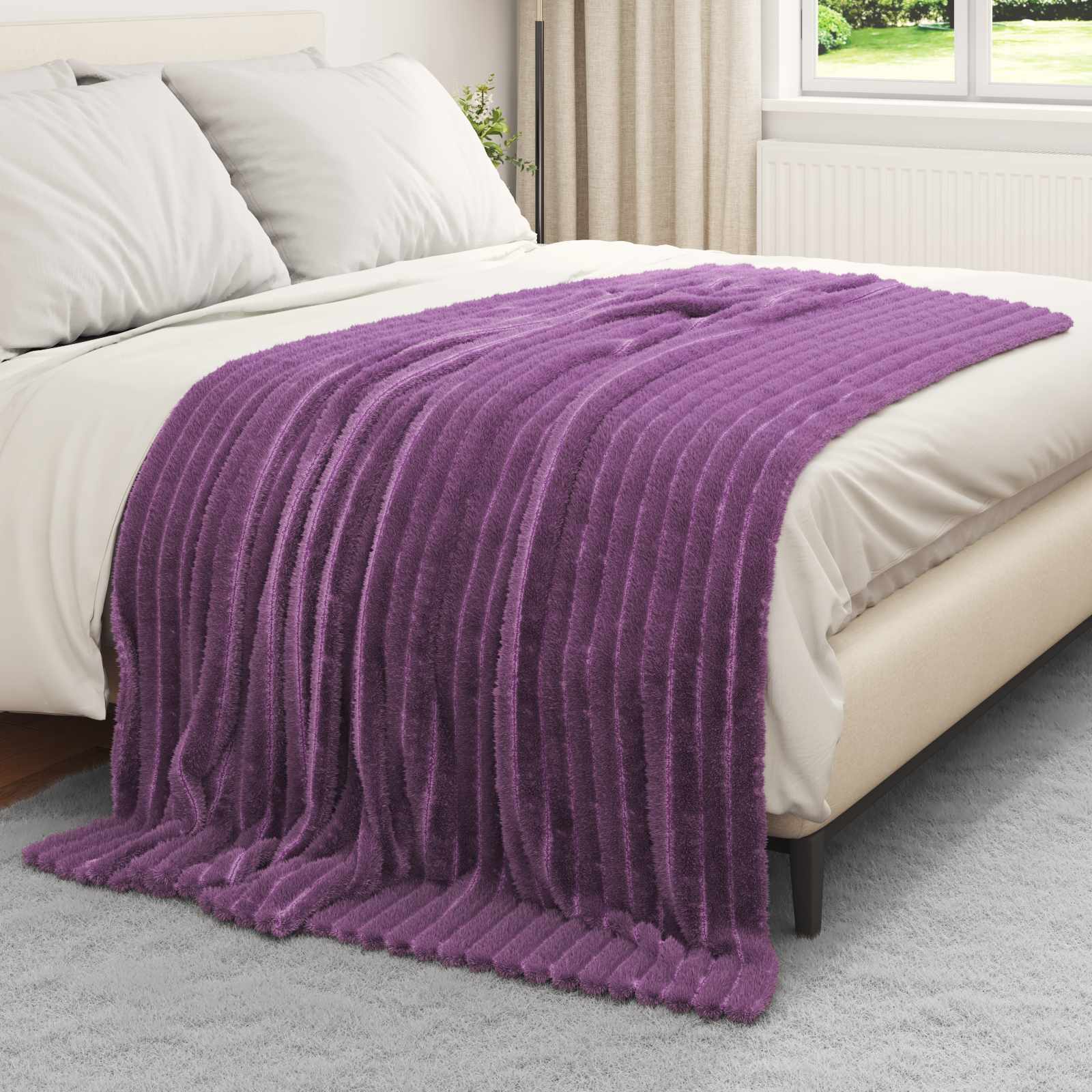 Κουβέρτα Μοβ 200 x 150 cm Μαλλί - Pakobazaar