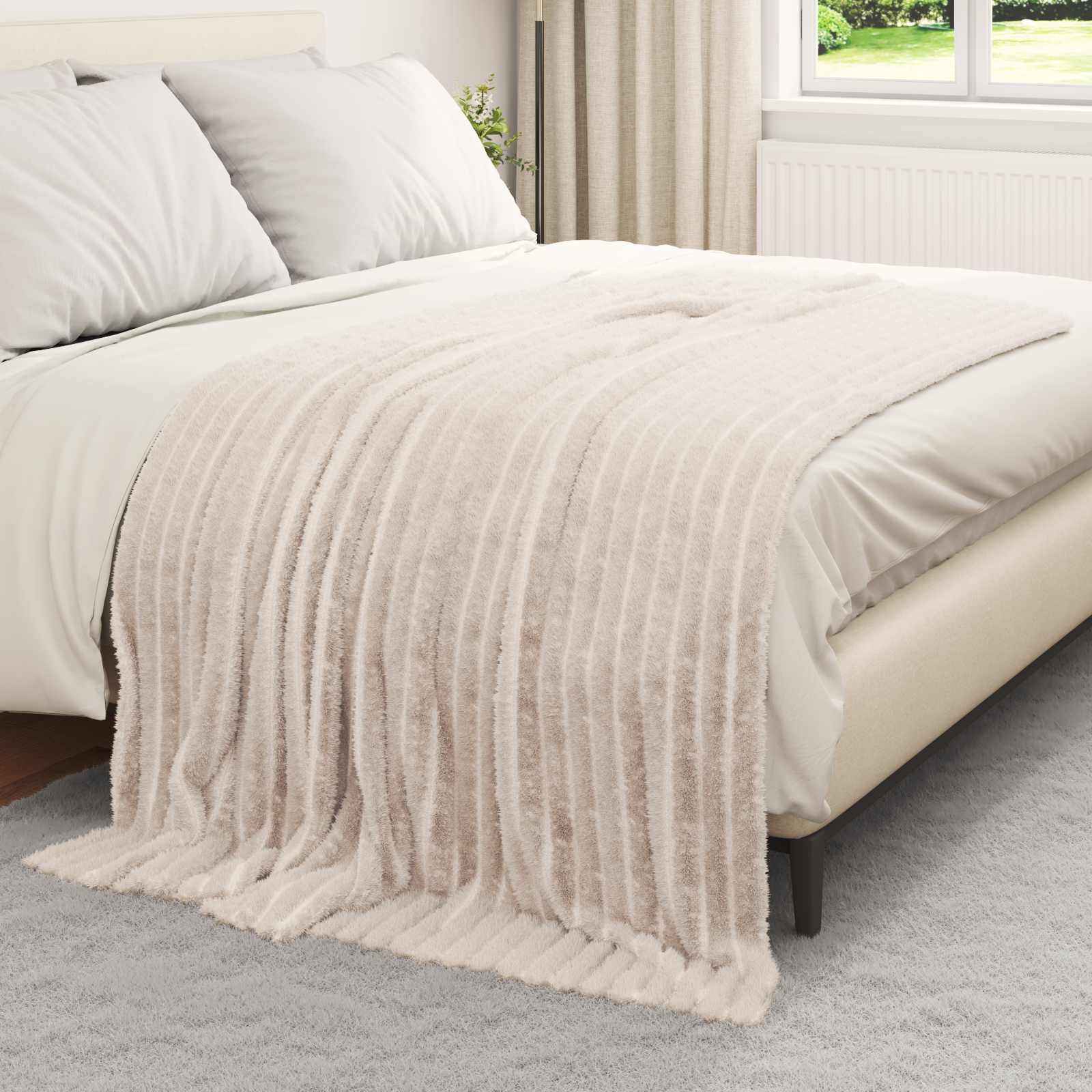Ριχτάρια 6 pcs Μπεζ 200 x 150 cm Μαλλί