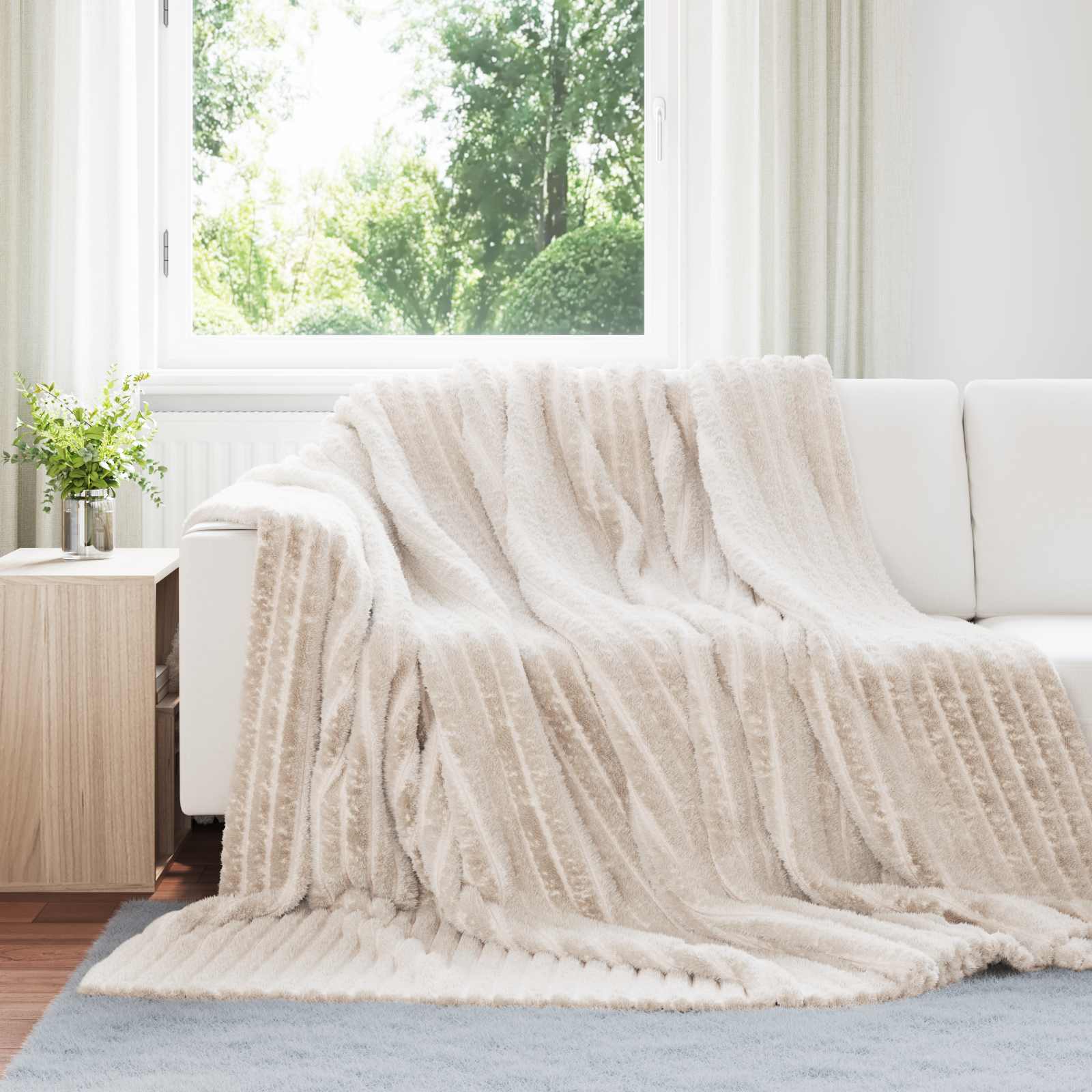 Ριχτάρια 6 pcs Μπεζ 270 x 240 cm Μαλλί