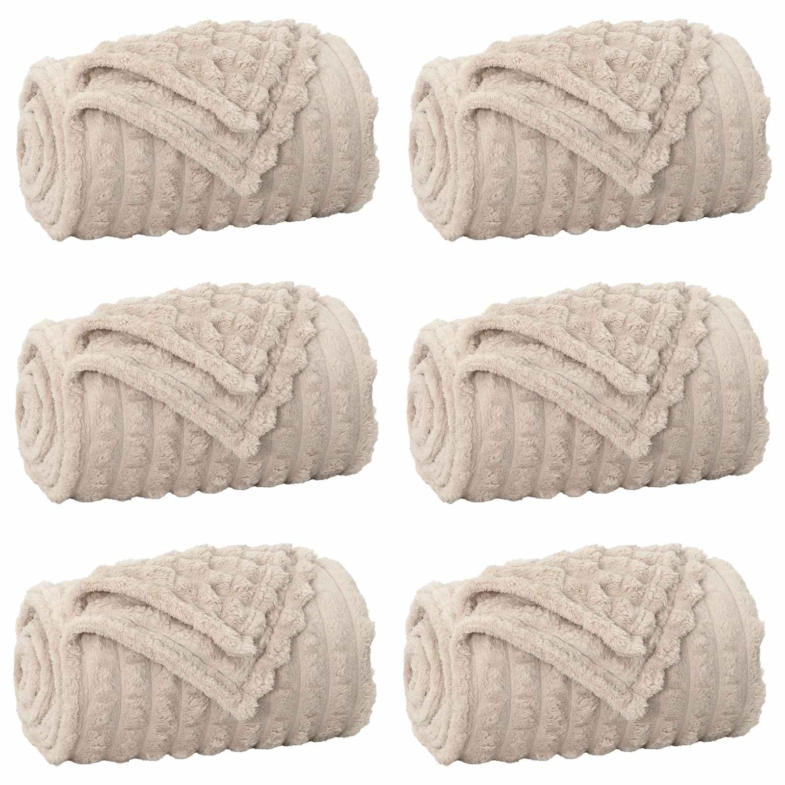 Ριχτάρια 6 pcs Μπεζ 270 x 240 cm Μαλλί