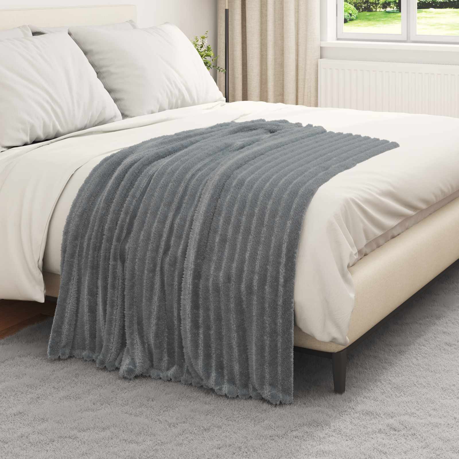 Ριχτάρια 6 pcs Σκούρο Γκρι 150 x 130 εκ Μαλλί