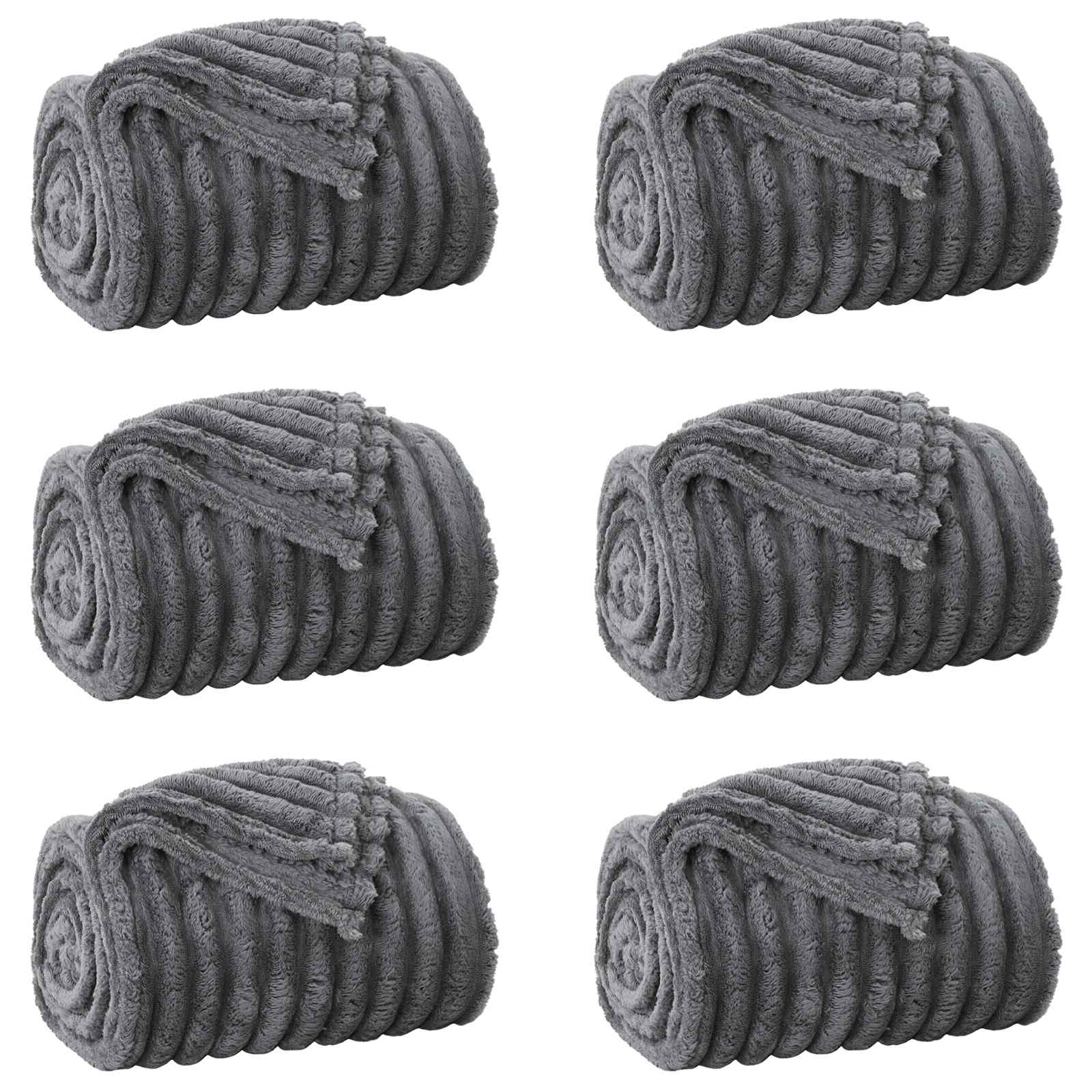 Ριχτάρια 6 pcs Σκούρο Γκρι 200 x 150 cm Μαλλί