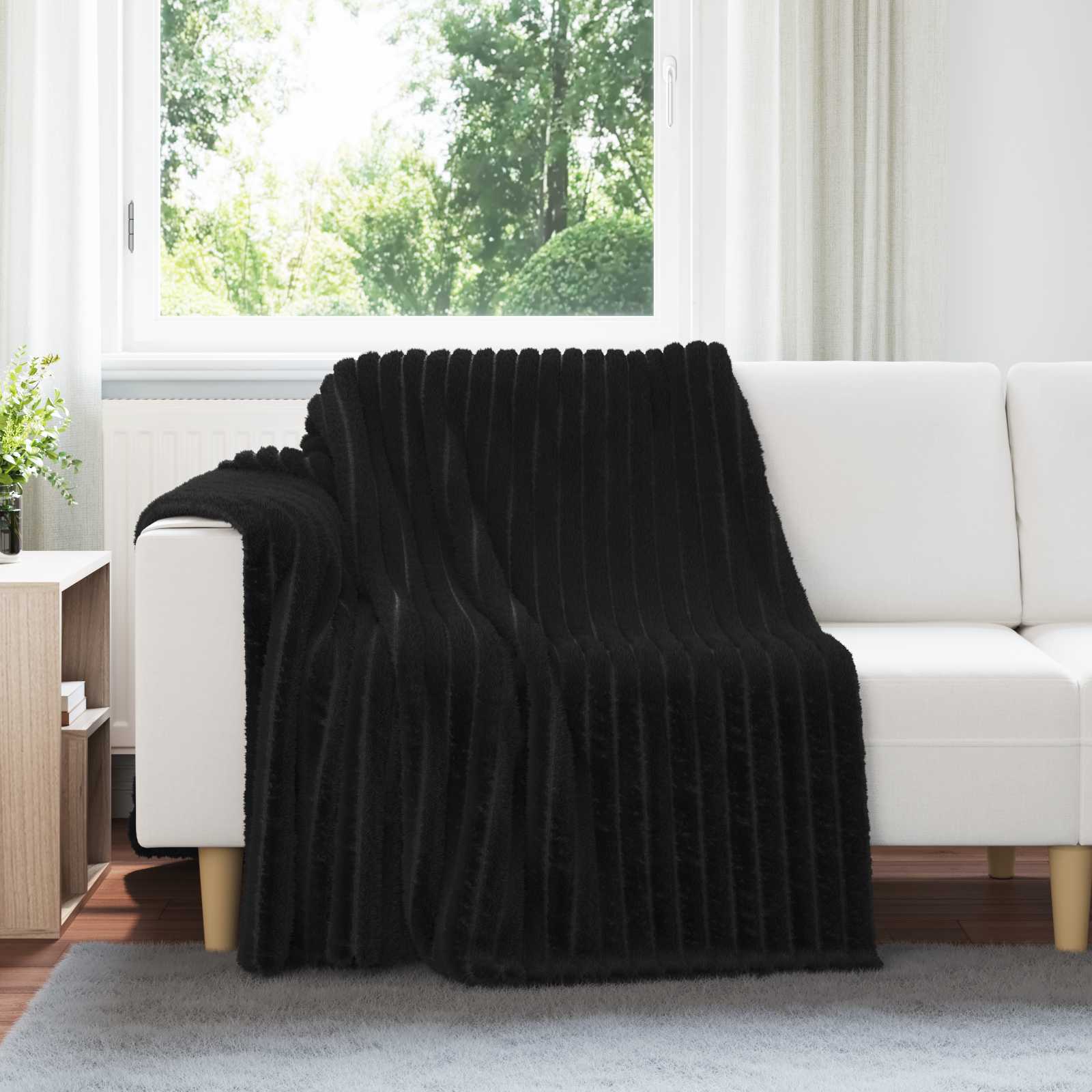 Ριχτάρια 6 pcs Μαύρο 200 x 150 cm Μαλλί