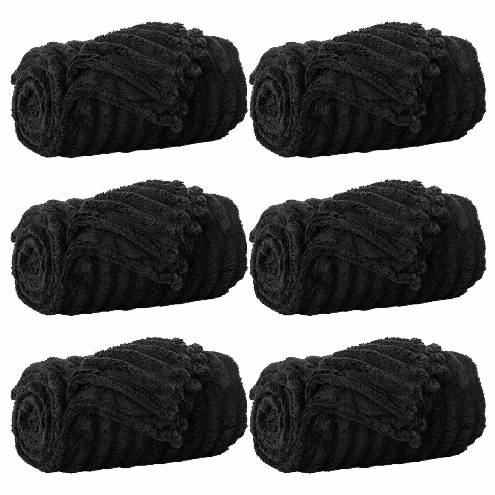 Ριχτάρια 6 pcs Μαύρο 200 x 150 cm Μαλλί