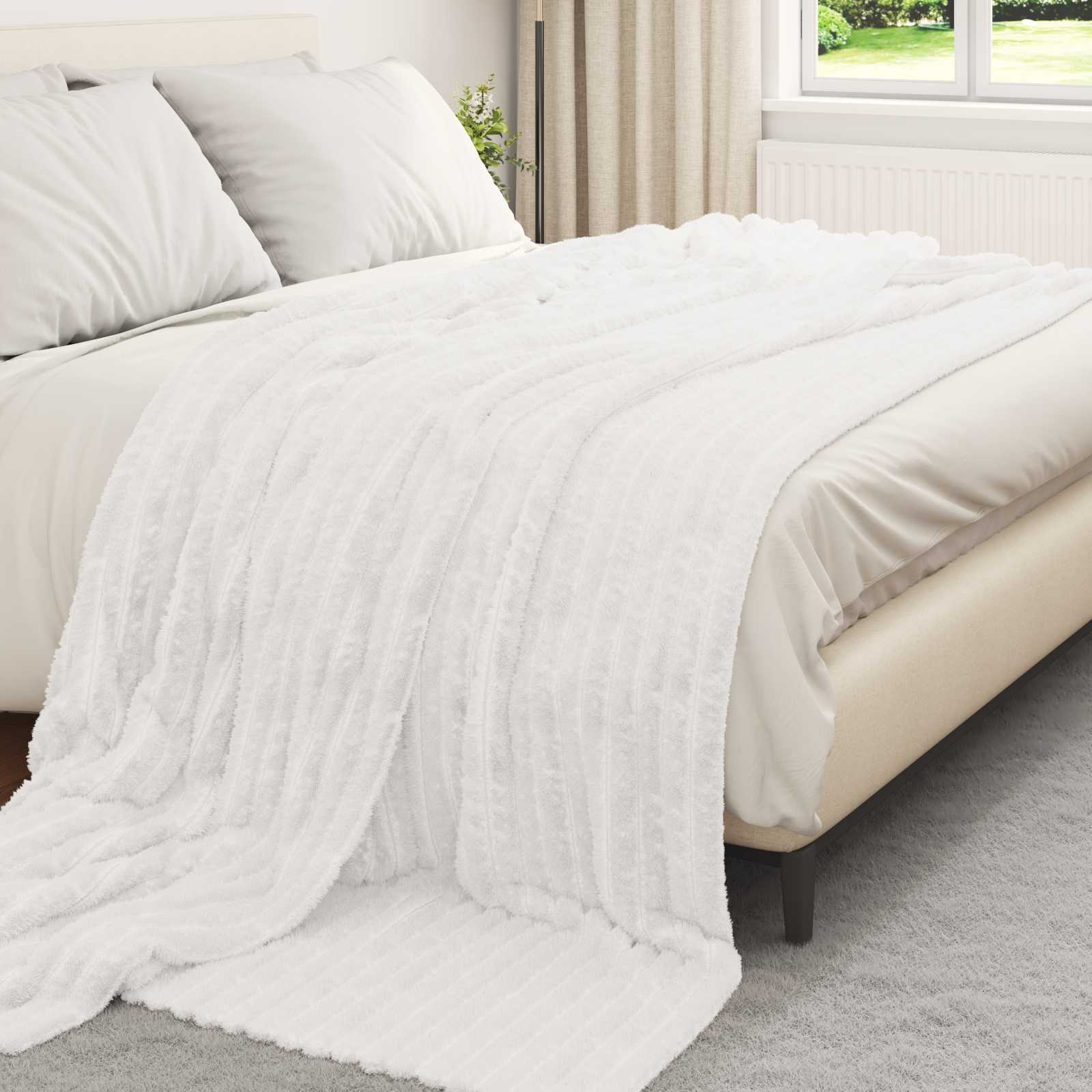 Ριχτάρια 6 pcs Λευκό 240 x 220 cm Μαλλί