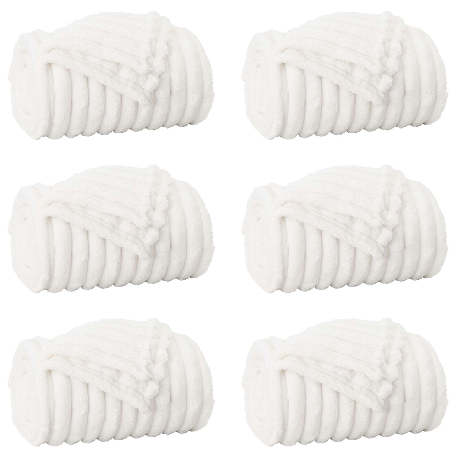 Ριχτάρια 6 pcs Λευκό 240 x 220 cm Μαλλί