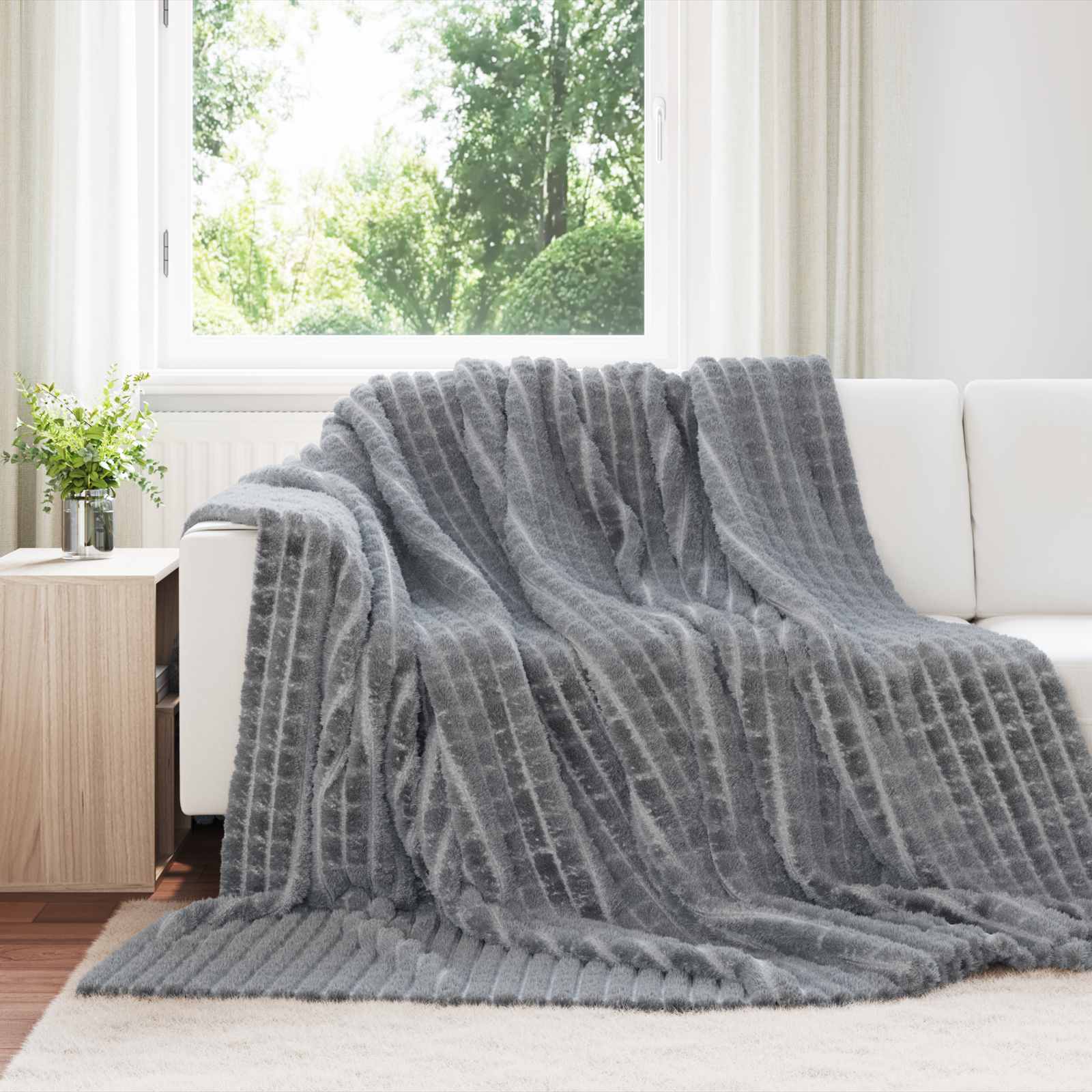 Κουβέρτα Σκούρο Γκρι 270 x 240 cm Μαλλί