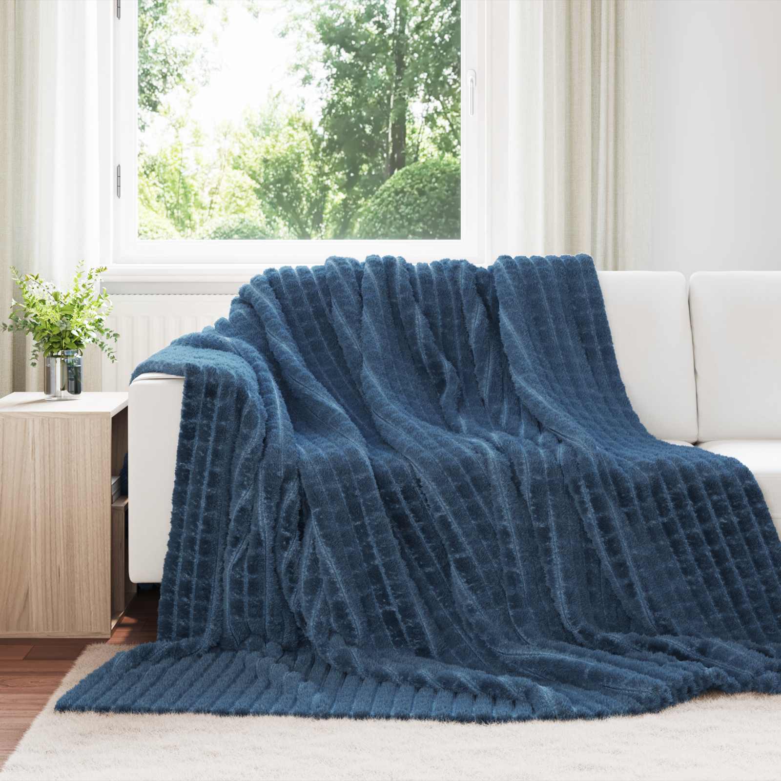 Κουβέρτα Σκούρο μπλε 270 x 240 cm Μαλλί