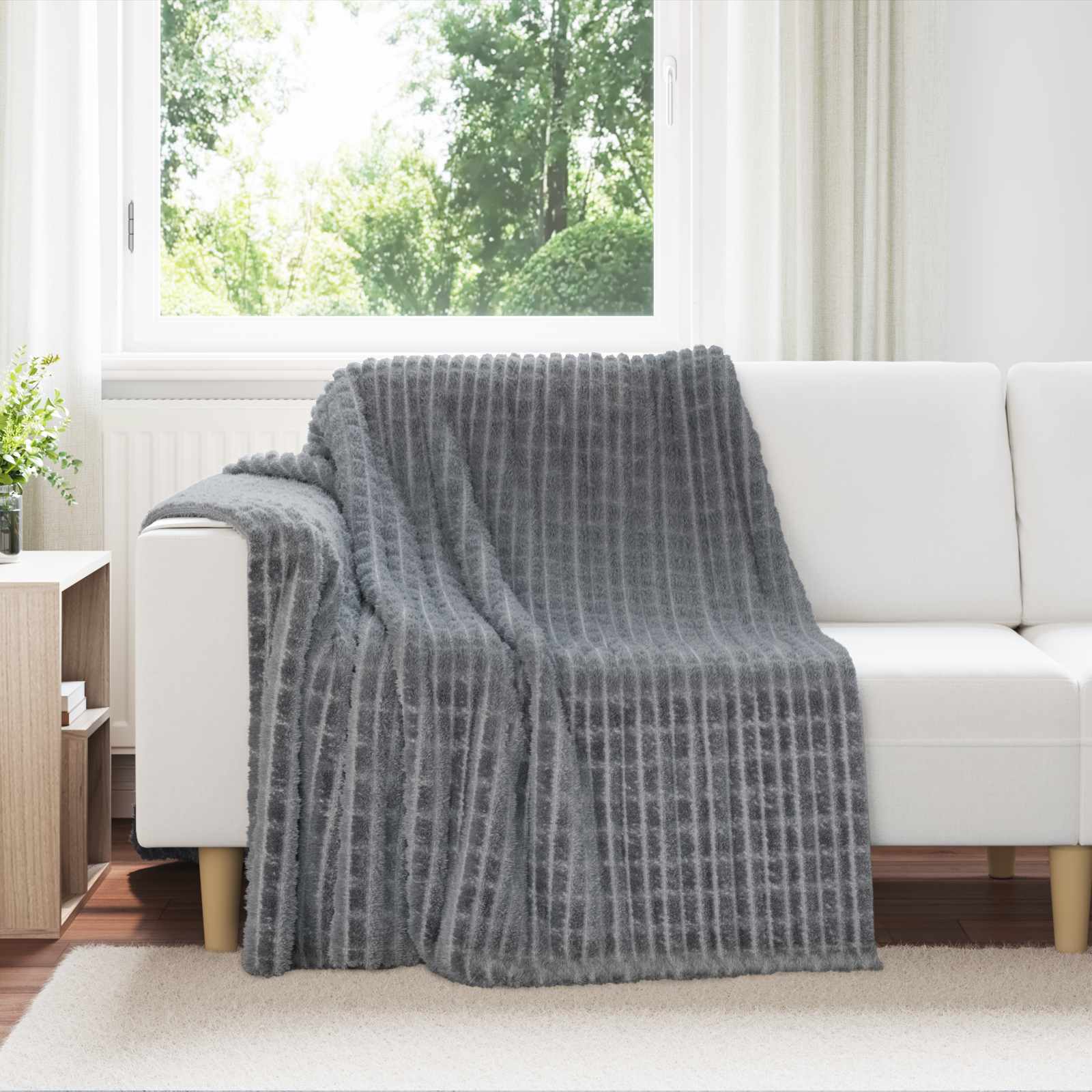Ριχτάρια 6 pcs Σκούρο Γκρι 200 x 150 cm Μαλλί