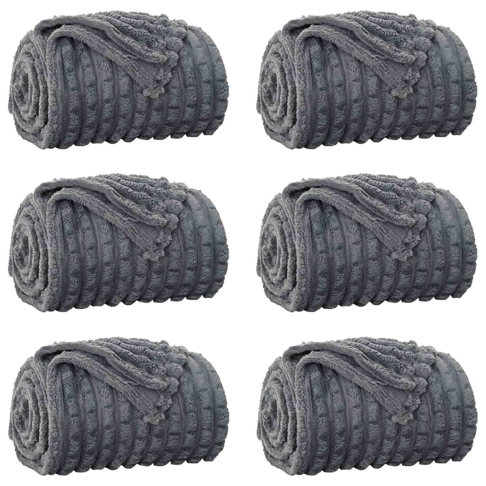 Ριχτάρια 6 pcs Σκούρο Γκρι 270 x 240 cm Μαλλί