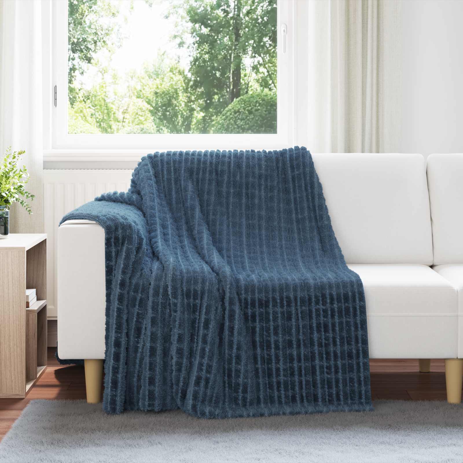 Ριχτάρια 6 pcs Σκούρο μπλε 200 x 150 cm Μαλλί