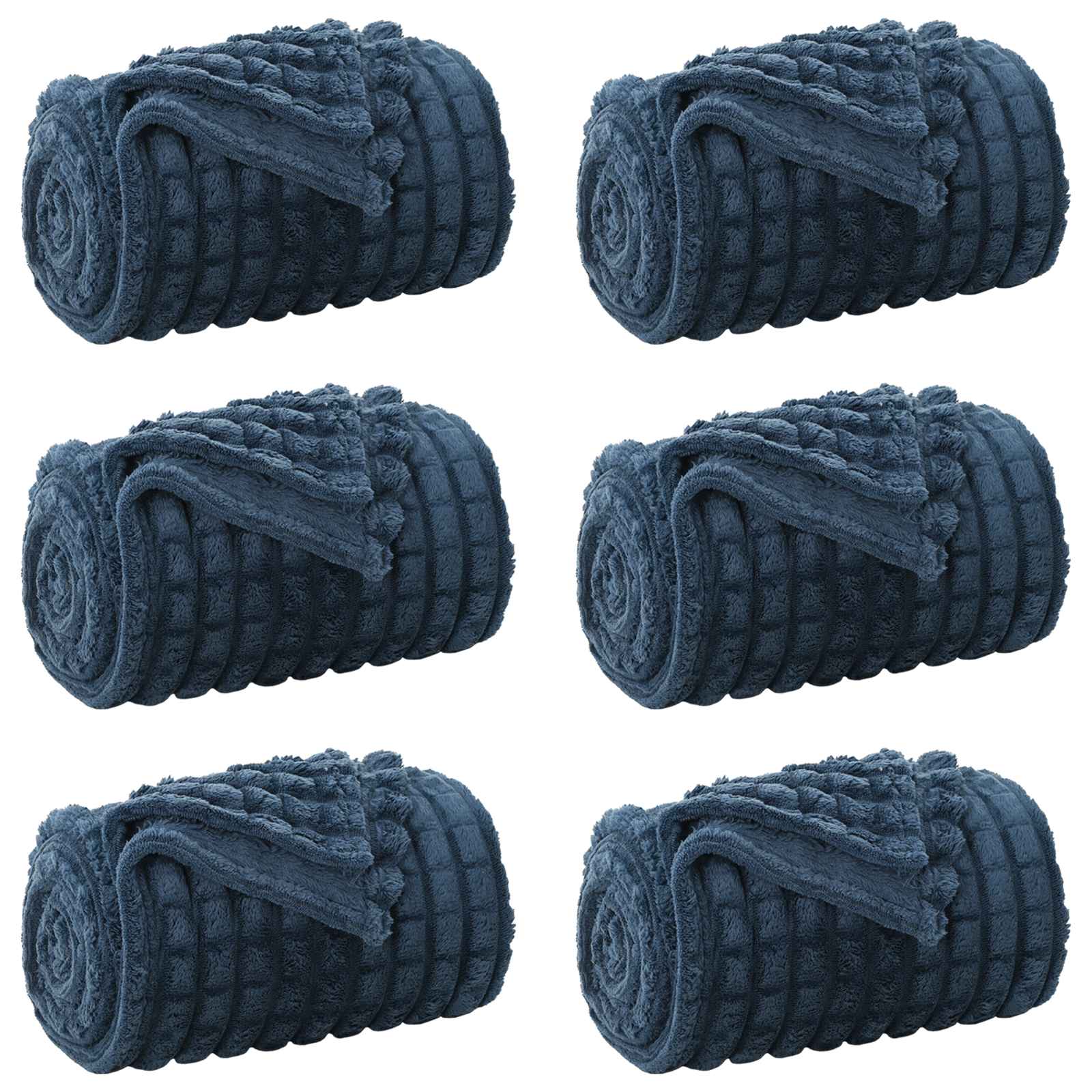 Ριχτάρια 6 pcs Σκούρο μπλε 200 x 150 cm Μαλλί